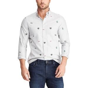 CHAPS Men's Go Untucked Stretch Oxford Bulldog 1978 Shirt XL‎ (J405)